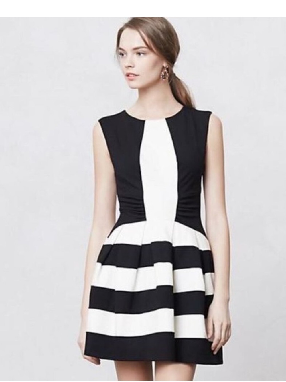 Eva Franco Black & White Striped Dress